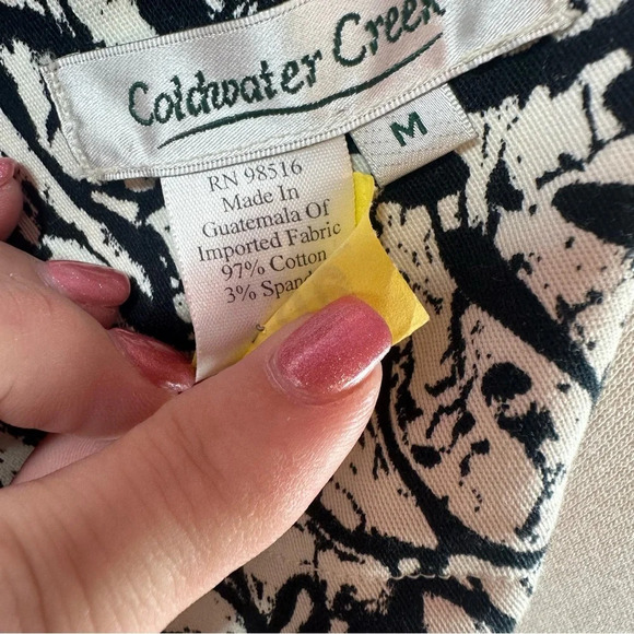 coldwater creek abstract floral black and white jacket size medium - Picture 3 of 7